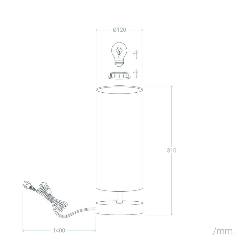 Roundaro | Tafellamp textiel | E27 | 40W
