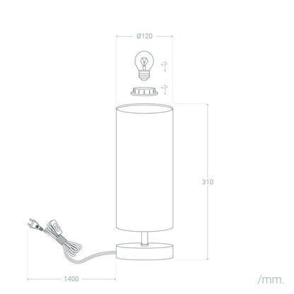 Roundaro | Tafellamp textiel | E27 | 40W