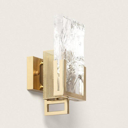 Glamaro sculpturale wandlamp goud metaal getextureerd glas